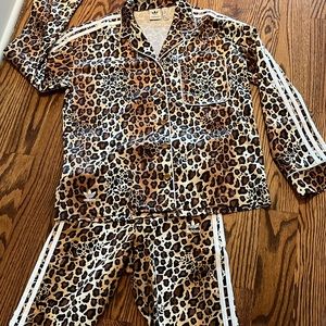 Small adidas Originals satin look pyjama style shirt & stretch jersey shorts